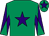 Emerald green, purple star, diabolo on sleeves, purple star on cap