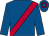 Royal blue, scarlet sash, royal blue cap, scarlet hoop