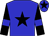 Big-blue body, black star, black arms, big-blue armlets, big-blue cap, black star