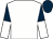 White, dark blue halved sleeves, dark blue cap