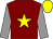 maroon, yellow star, grey sleeves, yellow cap