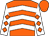 Orange, white chevrons, white sleeves, orange diamonds and cap