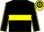 Black, yellow hoop, yellow seams on sleeves, yellow cap, black hoops
