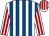 White, royal blue stripes, red stripes on sleeves and cap
