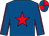 Royal blue, red star, red seams on sleeves, quartered cap