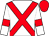 white, red cross sashes, red armlets, red cap