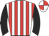 White body, red striped, black arms, white cap, red quartered