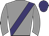 grey, purple sash and cap