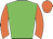 Green body, orange arms, orange cap
