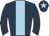 dark blue, light blue stripe, dark blue arms, dark blue cap, light blue star