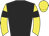 Black body, yellow arms, black armlets, yellow cap