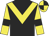 Black, yellow chevron, yellow sleeves, black armlets, quartered cap