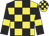 Yellow and black check, black sleeves, yellow armlets