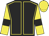 Black, yellow seams, yellow sleeves, black armbands, yellow cap