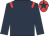 Dark blue, red epaulettes, red cap, dark blue star
