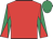 Red, emerald green diabolo on sleeves, emerald green cap