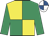 Emerald green & yellow quartered, emerald green sleeves, royal blue & white quartered cap