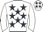 white, dark blue stars, white sleeves