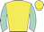 Yellow, aqua sleeves