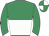 Emerald green and white halved horizontally, emerald green sleeves, quartered cap