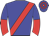 blue, red sash, halved sleeves, hooped cap