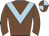 Chocolate, light blue chevron, chocolate and light blue quartered cap