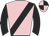 Pink, black sash and sleeves, pink and black quartered cap
