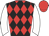 Black, red diamonds, white sleeves, red cap