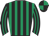 Black, emerald green stripes, quartered cap