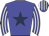 blue, dark blue star, blue and white striped sleeves, blue and white striped cap
