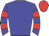 blue, red hoops on sleeves, red cap