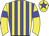 Yellow body, blue striped, yellow arms, blue armlets, yellow cap, blue star