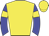 Yellow body, blue arms, yellow armlets, yellow cap