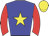 Blue body, yellow star, red arms, yellow cap