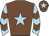 Chocolate, light blue star, light blue arms, chocolate chevrons, chocolate cap, light blue star