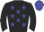 Black body, blue stars, black arms, blue cap
