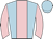 light blue, pink stripe, pink sleeves