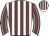 White body, garnet striped, garnet arms, white seams, white cap, garnet striped