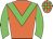 Orange body, big-green chevron, big-green arms, orange cap, big-green checked