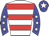 White body, red hooped, big-blue arms, white stars, big-blue cap, white star