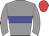 Grey body, blue hoop, grey arms, red cap