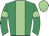 emerald green, light green stripe, light green armbands, light green cap
