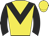 Yellow body, black chevron, black arms, yellow cap