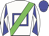 White, blue hollow box, green sash, white arms, blue diabolo, blue cap