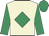 Beige, emerald green diamond, sleeves and cap