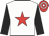 White, red star, black sleeves, red and white hooped cap