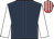 Dark blue, royal blue seams, white sleeves, red and white striped cap
