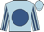 Light blue, royal blue disc, striped sleeves