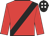 Red, black sash, black cap, white spots
