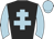 Black, light blue cross of Lorraine, sleeves and cap